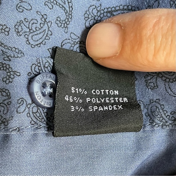 BUFFALO DAVID BITTON Dress Shirt Men’s Size L Slim Stretch Blue Paisley #511 - Picture 10 of 11